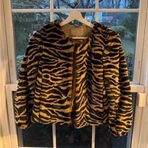 Banana Republic Zebra Print Teddy Jacket - Black and Tan